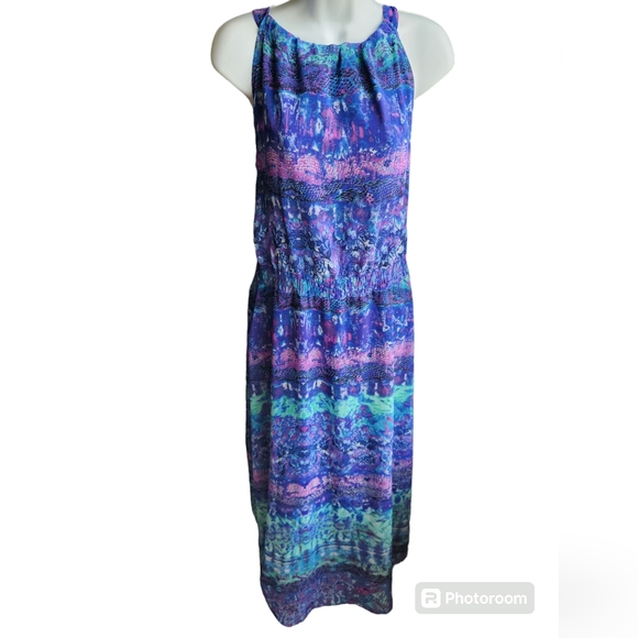 Chico's Maxi Purple Floral Print Sleeveless High-Low Size 1.5 (10) - Picture 1 of 3